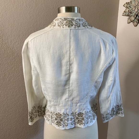 INC 100% Linen Embroidered Blazer Size PS - Picture 2 of 11
